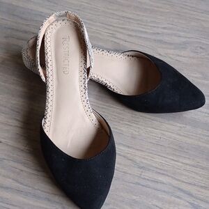 Restricted‎ Black Flats with Suede-Like Finish